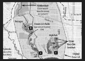 section of the map of Toronto Carrying Place Trail